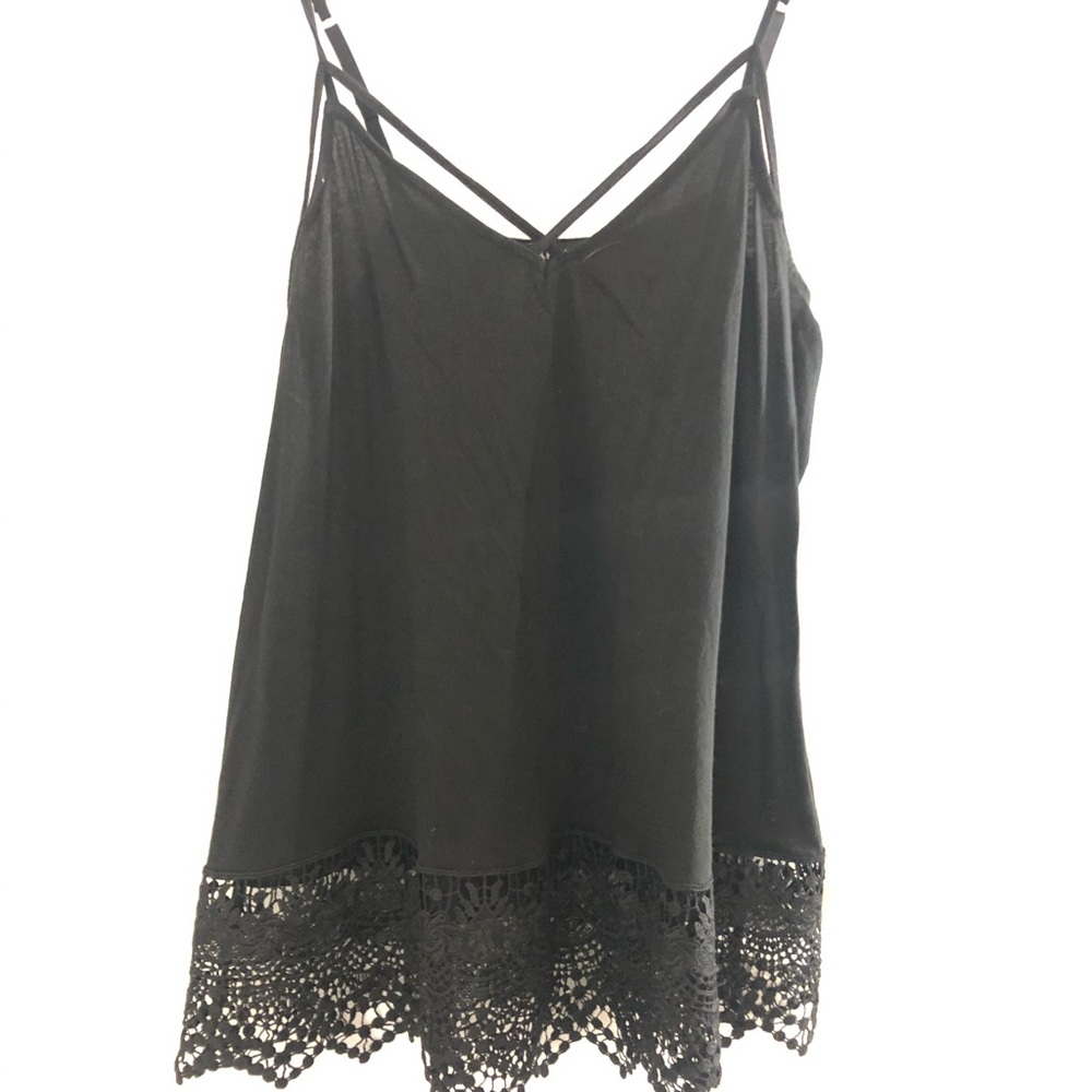 Express black tank top with lace on bottom
